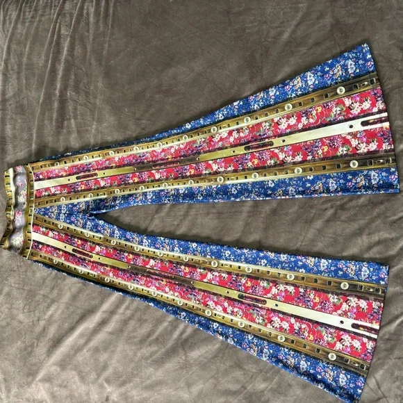 NWT IPGN Women’s Flare Pants Colorful Luxury Material Embellished/Crystals Boho - Picture 13 of 13